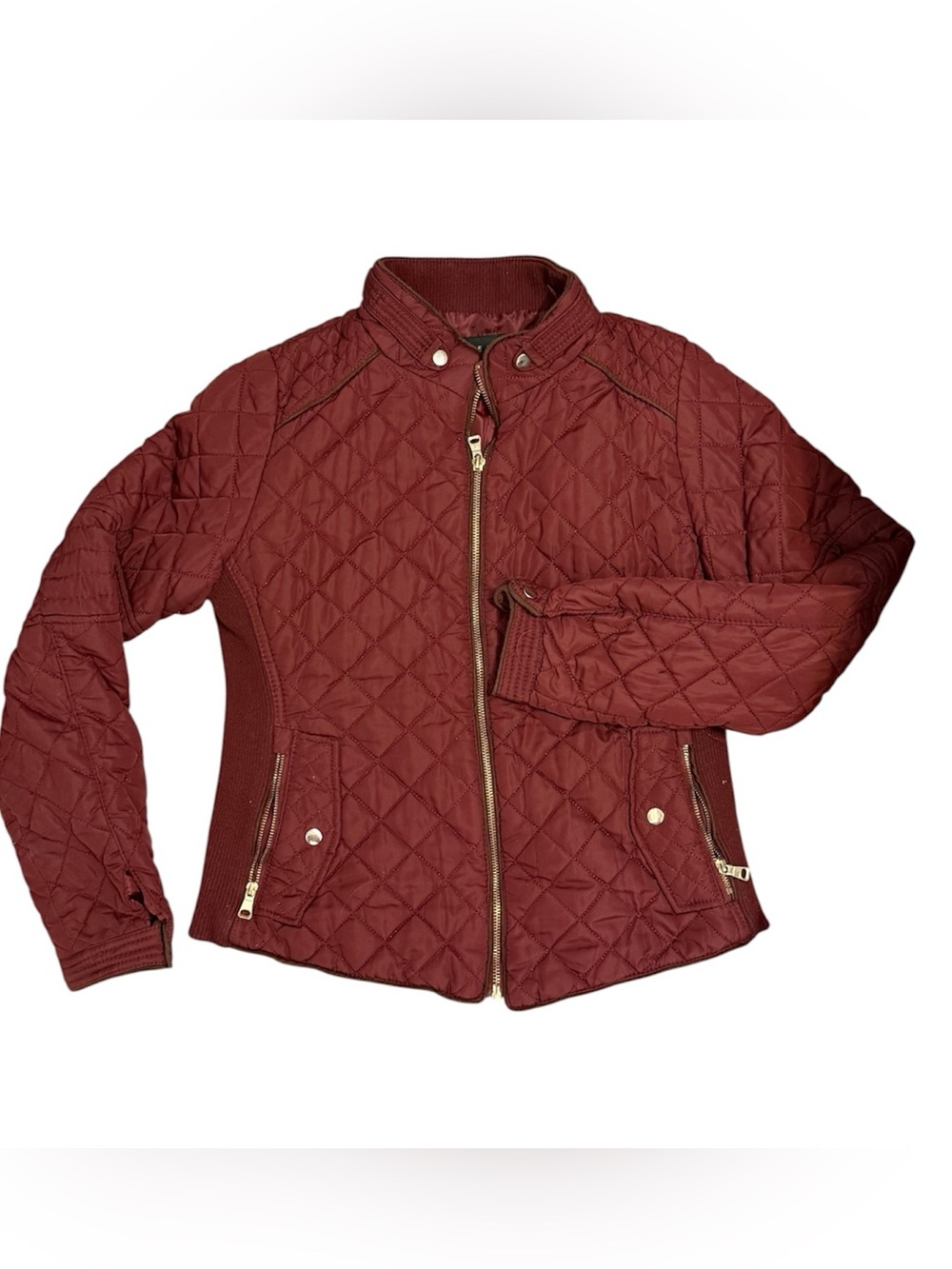 Quilted Burgundy Juniors Jacket with Gold Hardware Juniors size Medium Fall - Picture 4 of 9